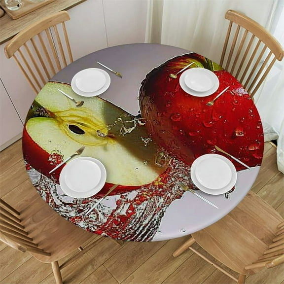 Patifu Apple Round Tablecloth Stain-Resistant Washable Indoor Outdoor Tablecloth for Restaurants Weddings Parties Home Kitchen Decoration Waterproof Resistant Fabric Multiple Sizes 31"-35