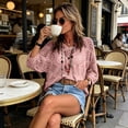 thumbnail image 5 of Crochet Coverups for Women Long Sleeve Knit Cover Up Top Hollow Out Boho Summer Beachy Crocheted Tops Light pink XL, 5 of 7