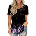 thumbnail image 1 of Pompotops Mode Femmes O-Cou Impression Décontractée Dentelle à Manches Courtes T-shirt Tops, 1 of 5