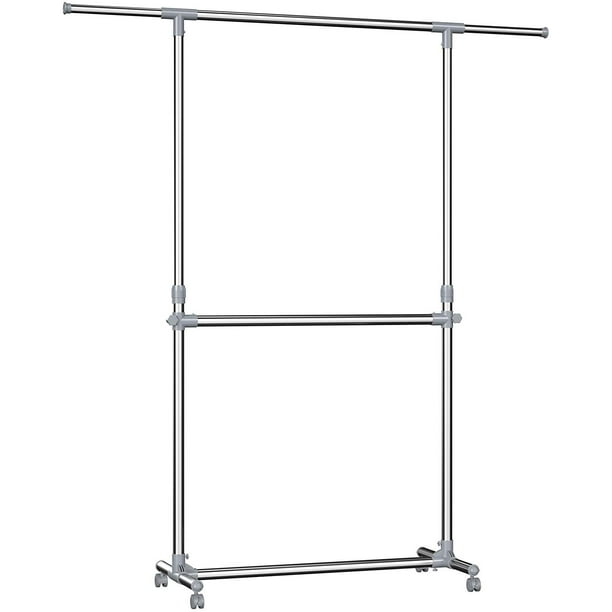 Kanstar 40" Double Rod Clothes Rack, Adjustable Garment Clothing Rack