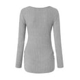 thumbnail image 4 of Splozh Maternity Long Sleeve Tops Women's Maternity Shirts Ribbed Long Sleeve Pregnancy Tops V Neck Knit Side Ruched Pregnant Clothes Sweater Grey,XS, 4 of 9