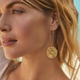 thumbnail image 6 of JUSIP Statement Long Gold Circle Simicircle Ball Dangling Earrings for Women Lightweight Circle Disc Coin Geometric Flat Brushed 18k Gold Plated Drop Dangle, 6 of 14