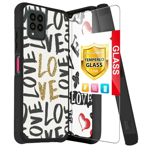 TJS for Cricket Icon 4 Phone Case, Dual Layer Hybrid (Magnetic Mount Friendly) Shockproof Drop Protection Impact Cover (Love)