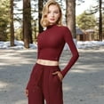 thumbnail image 4 of Women's Long Sleeve Mock Neck Cropped Activewear Top - Medium, Burgundy, 4 of 7