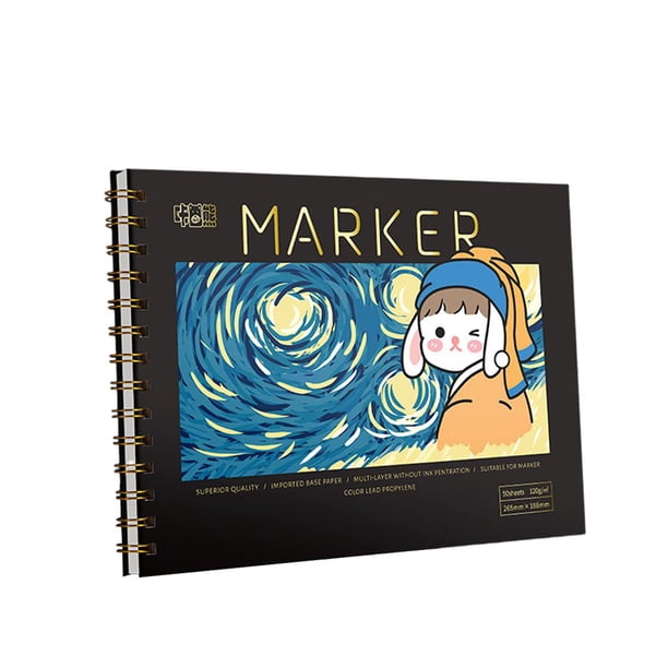 50 hojas de bloc de dibujo para pintar, portátil, beige, suave, educativo, para dibujar 16k 10.4 × 7.5 pulgadas