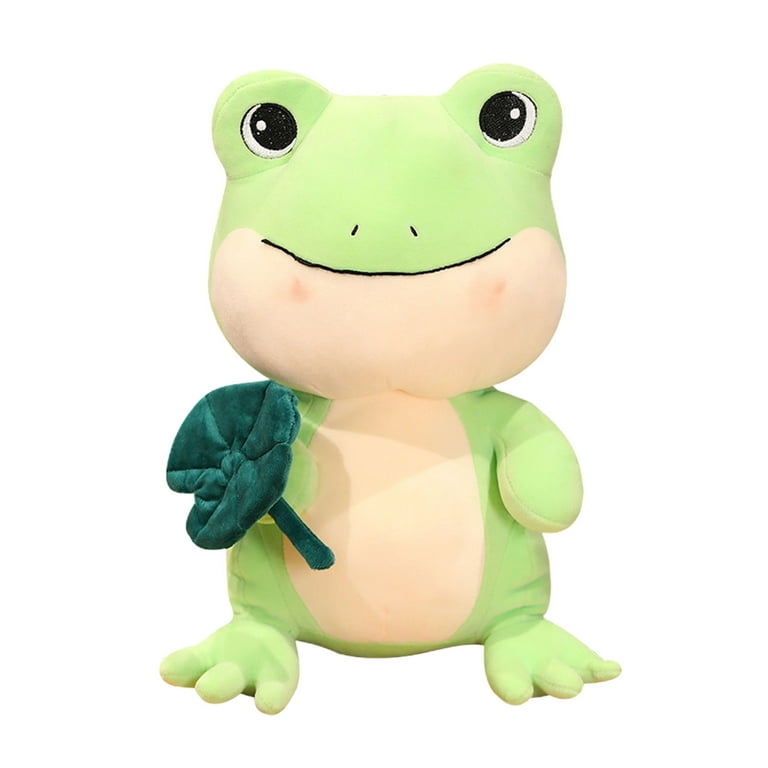 Kripyery Frog Plush Toy Soft Lovely Cartoon Frog Hold Lotus Leaf