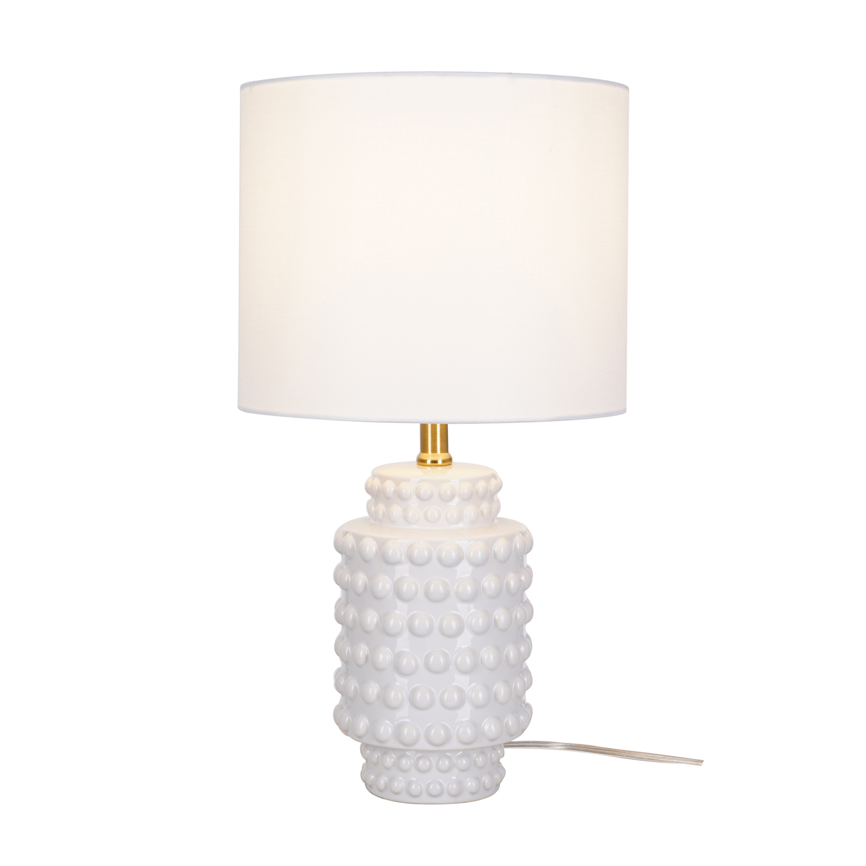 My Texas House 21" Hob-Nail Ceramic Table Lamp, Brass Accents, White Finish - image 5 of 8