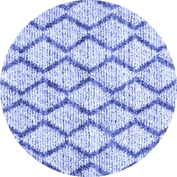 Ahgly Company Indoor Round Trellis Blue Modern Area Rugs, 6' Round