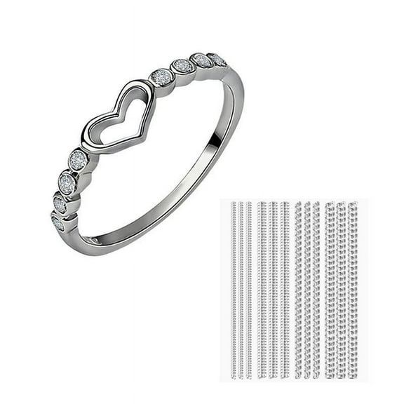 shngshifan Rings for Women Womens 930 Sterling Silver Blue Sapphire Ring CZ Gemstone Heart Ring(Ring Size Adjuster)5