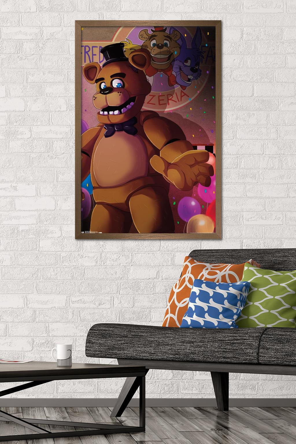 Five Nights at Freddy's - Pizzeria Art Wall Poster, 22.375" x 34", Framed