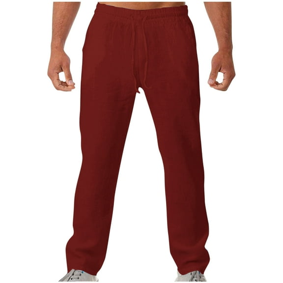 Diufon Mens Lounge Pants Solid Color Sweatpants Elastic Waist Drawstring Trousers with Pockets