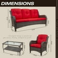 thumbnail image 4 of Meetleisure 4-Piece Wicker Outdoor Patio Seating Set Sectional Sofa with Table, Red, 4 of 8