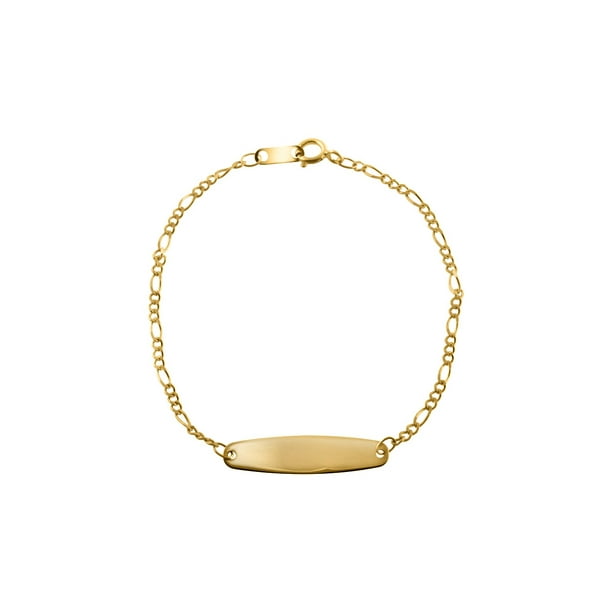 Gem And Harmony Baby Oval Figaro ID Bracelet in 14K Yellow Gold (6
