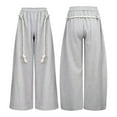 thumbnail image 4 of VNKIDY Women's Casual Pants Solid Color Wide Leg Sweatpants High Waisted Casual Trousers With Thick Rope Drawstrings For Comfortable Streetwear Style Trendy Pants, 4 of 4
