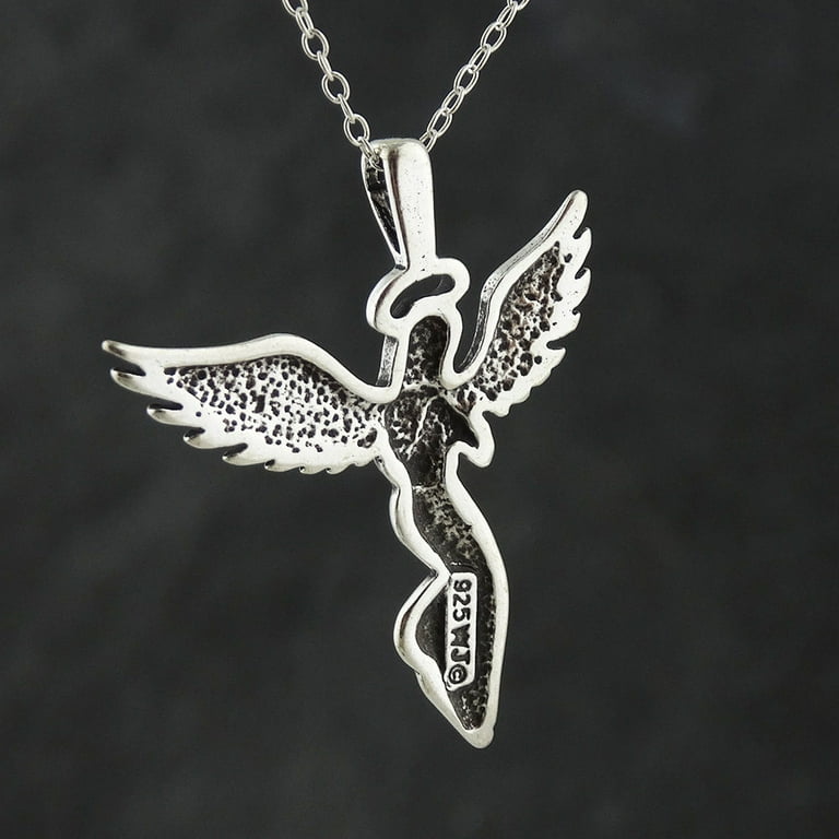 Sterling Silver Guardian Angel Pendant Necklace, 18 Sterling Silver Guardian Angel Pendant Necklace, 18