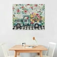 thumbnail image 3 of Nawypu Easter Truck Plaid Wall Art For Living Room/Bedroom, Canvas Bathroom Decor Wall Art Kitchen Office Framed Wood  Picture, Eucalyptus Floral Eggs Buffalo Black, 3 of 5