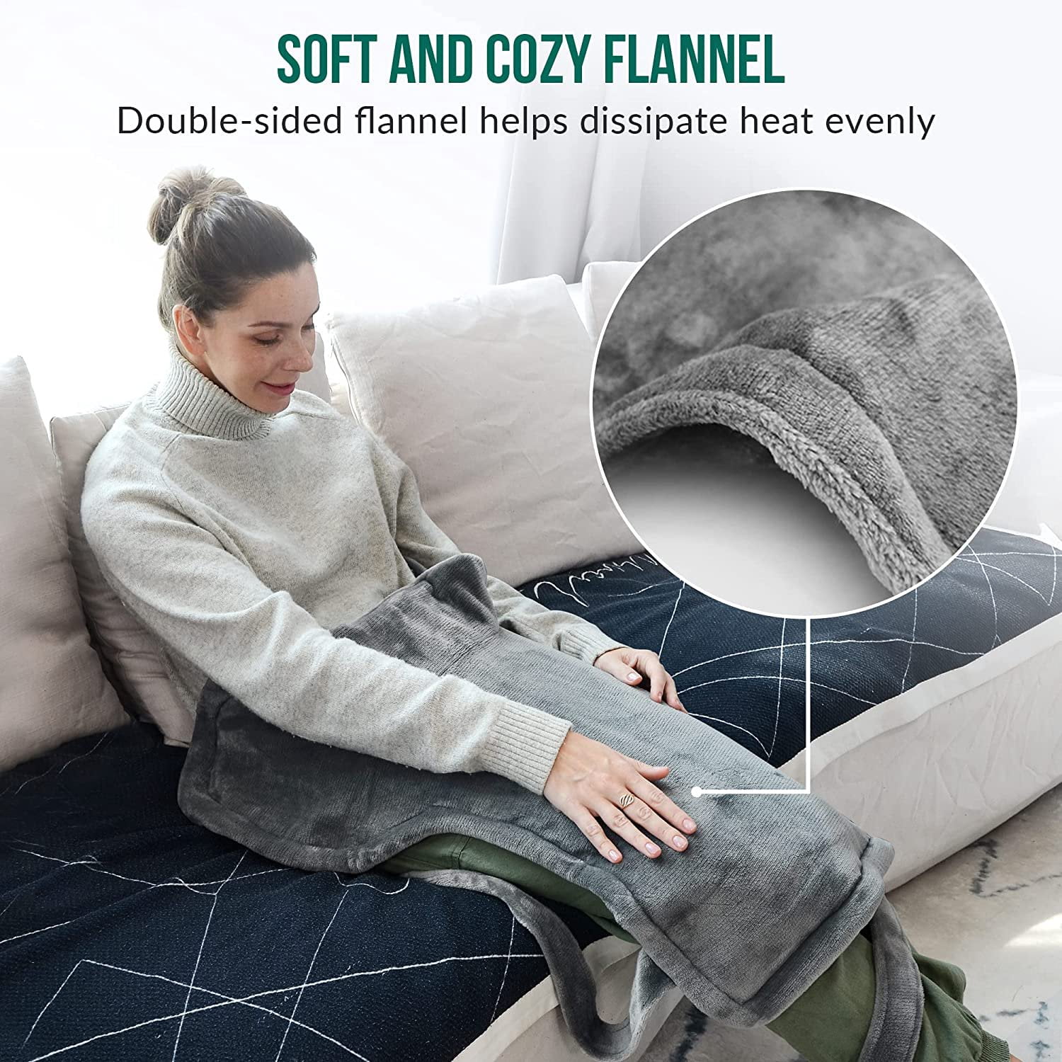 Snailax Heating Pad for Back Pain Relief, Electric Large Heat Pad for Neck and Shoulders, Weighted Wearable Heated Wrap