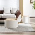 thumbnail image 3 of Zesthouse 23.6'' Wide Upholstered Storage Ottoman with Tray, Boucle Fabric Footrest Stool with Removable Wooden Lid, Small Coffee Table for Living Room, White, 3 of 10