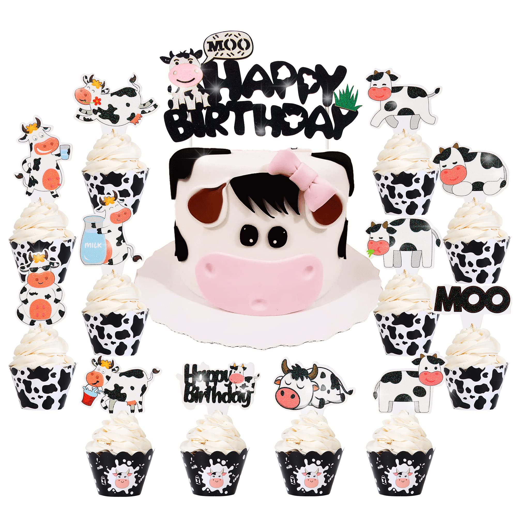 Milk Cow Party Decoration Farm Theme Cake Cupcake