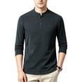 thumbnail image 2 of Chbgutlmr Undershirts for Men Long Sleeve Notch Neck Quarter Button T-Shirts Casual Fall Comfy Plain Shirts, 2 of 5