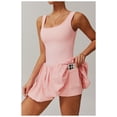 thumbnail image 2 of PISONIC Robe de Tennis et de Golf pour Femmes avec Soutien-Gorge Intégré, Short, Dos Nu, Encolure Carrée, Mini Jupe Bouffante, Robes Athlétiques avec Poches, 2 of 7