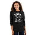 thumbnail image 3 of Single Like My Bicycle Gear Hipster Plus Size Long Sleeve Graphic Tee Shirt Brisco Brands 2X, 3 of 5