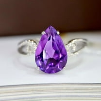 natural amethyst ring purple gemstone promise ring cushion cut February birthstone ring silver ring