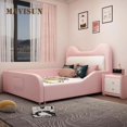 thumbnail image 3 of Princess Children Beds Pink Girl Cartoon Cat Creative Single Leather Children Beds Guardrail Cama Infantil Bedroom Furniture My Lux Decor Round, 3 of 16