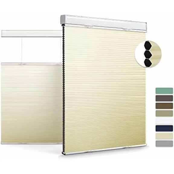Top Down Bottom Up Cellular Shades for Windows Cordless Blackout Honeycomb Blinds Custom Cut to Size, Beige, 24" W x 44" H$$Home Decor, Kitchen, & Other