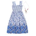 thumbnail image 2 of Linjinx Robe d'Été Décontractée pour Filles avec Collier Imprimé Floral Boho Robe de Plage Bleue 120, 2 of 6