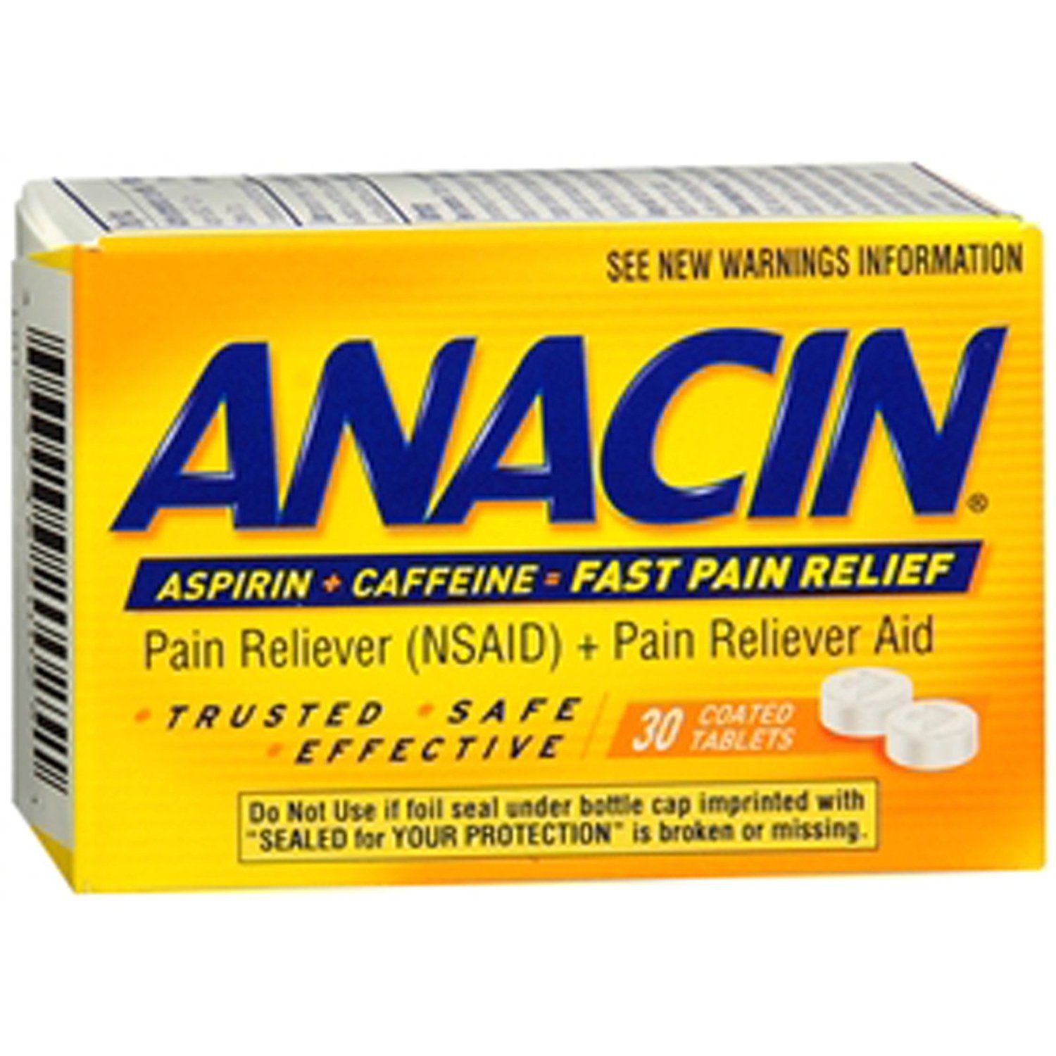 Anacin Fast Pain Relief Aspirin Tablets, 30 Count