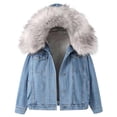 thumbnail image 1 of Chaquetas para mujer Chaqueta de cuello corto de mezclilla cálida Chaqueta delgada de invierno con capucha Abrigos Odeerbi ODB-3, 1 of 6