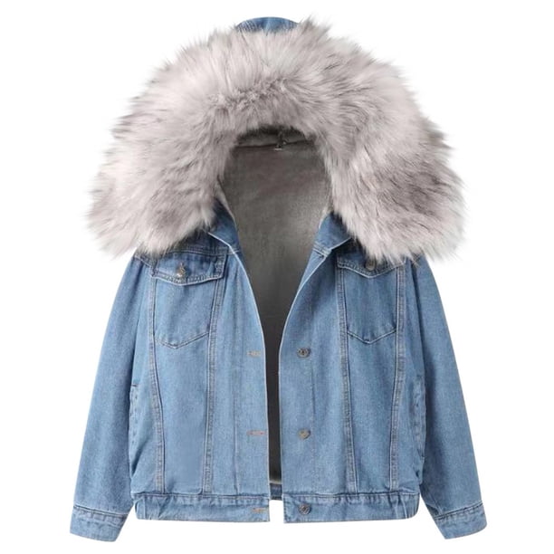 Chaquetas para mujer Chaqueta de cuello corto de mezclilla cálida Chaqueta delgada de invierno con capucha Abrigos Odeerbi ODB-3