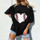 thumbnail image 4 of Tops de manga corta con hombros caídos informales de verano para mujer, camisetas divertidas con cuello redondo y estampado de béisbol OAVQHLG3B Store  lin121212, 4 of 5