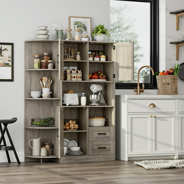 Farmhouse-Style White Washed & Brown Wood Spice Rack