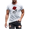 thumbnail image 2 of FRSASU Mens T-Shirts - Soft Cotton Blend Crewneck Short Sleeve Rose Graphic Tees for Men - Streetwear Graphic Casual Mens Shirts White, 2 of 5