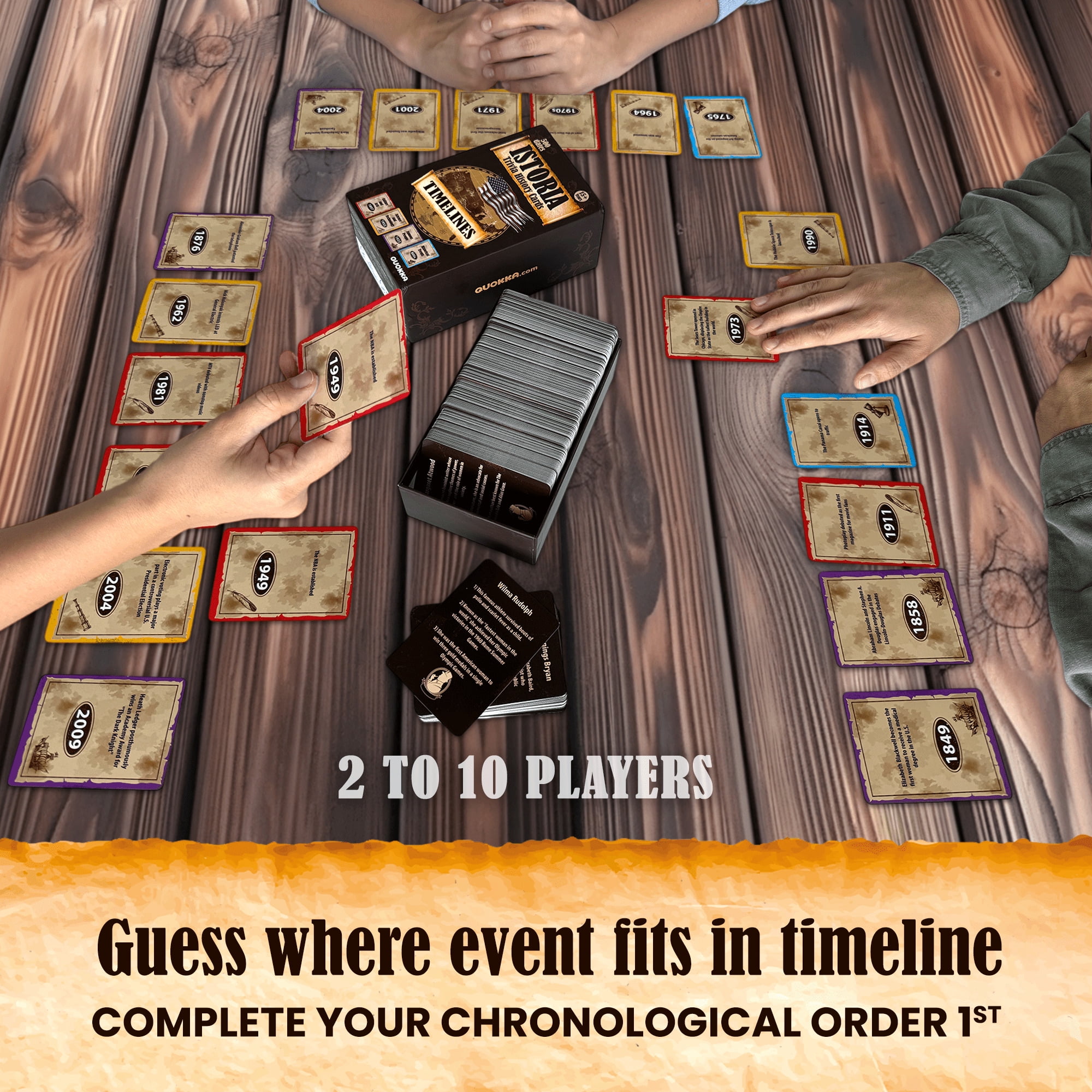 Quokka Board Card Game for Adults - Istoria 500 Trivia Cards for Ages 15 + - USA History & Personality Board Card Game