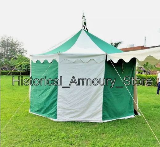 Medieval Round pavilion tent 4m White-emerald green waterproof camping Tent