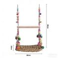 thumbnail image 3 of KOYPTL Wooden Bird Swing for Cockatiels Parrot Perch Hanging Toys Parakeets Birdcage Stands Cage Playground Play Gyms Accessories Colorful Bead Bell Climbing Toy for Lovebirds Conures Budgies, 3 of 7