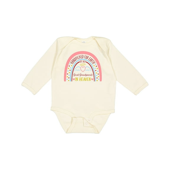 Inktastic Handpicked for Earth by My Great Grandparents in Heaven Rainbow Boys or Girls Long Sleeve Baby Bodysuit