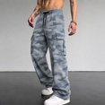 thumbnail image 2 of uvwlwu Mens Loose Camo Work Cargo Trousers Drawstring Waist Multi Storage Pockets Casual Outdoor Daily Long Pants,M, 2 of 4