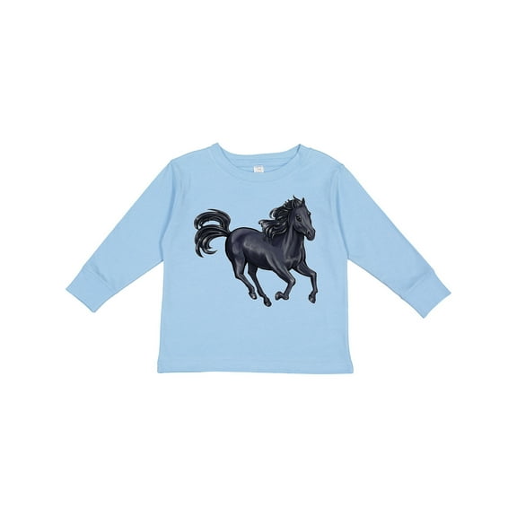 Inktastic Beautiful Galloping Black Horse Boys or Girls Long Sleeve Toddler T-Shirt