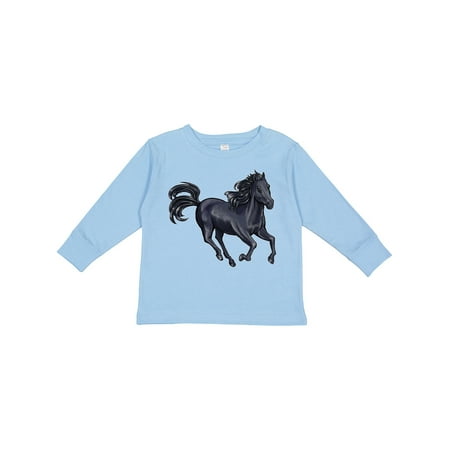 

Inktastic Beautiful Galloping Black Horse Gift Toddler Boy or Toddler Girl Long Sleeve T-Shirt