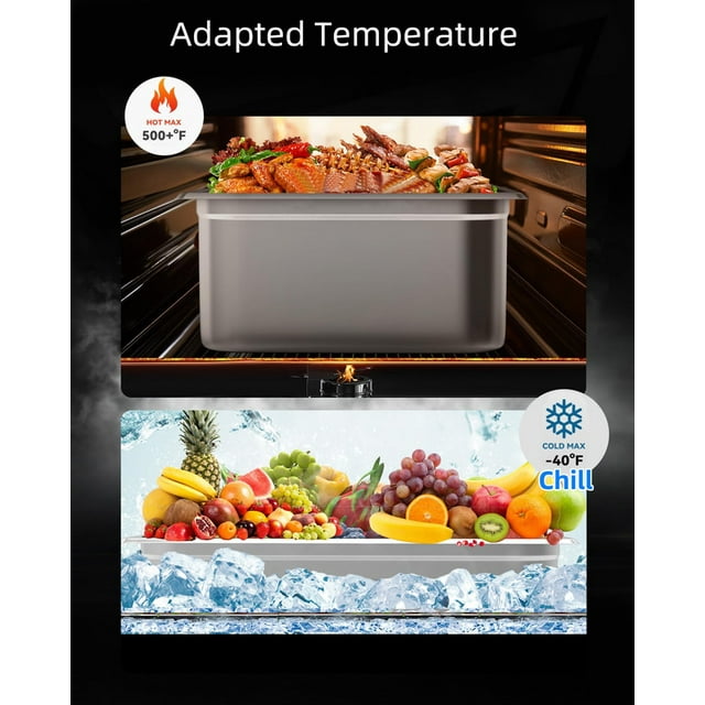 Full Size Steam Table Pans with Lid, 6-Pack 6 Inch Deep Restaurant Steam Table Pans Commercial, Anti-Jamming Hotel Pan Stainless Steel