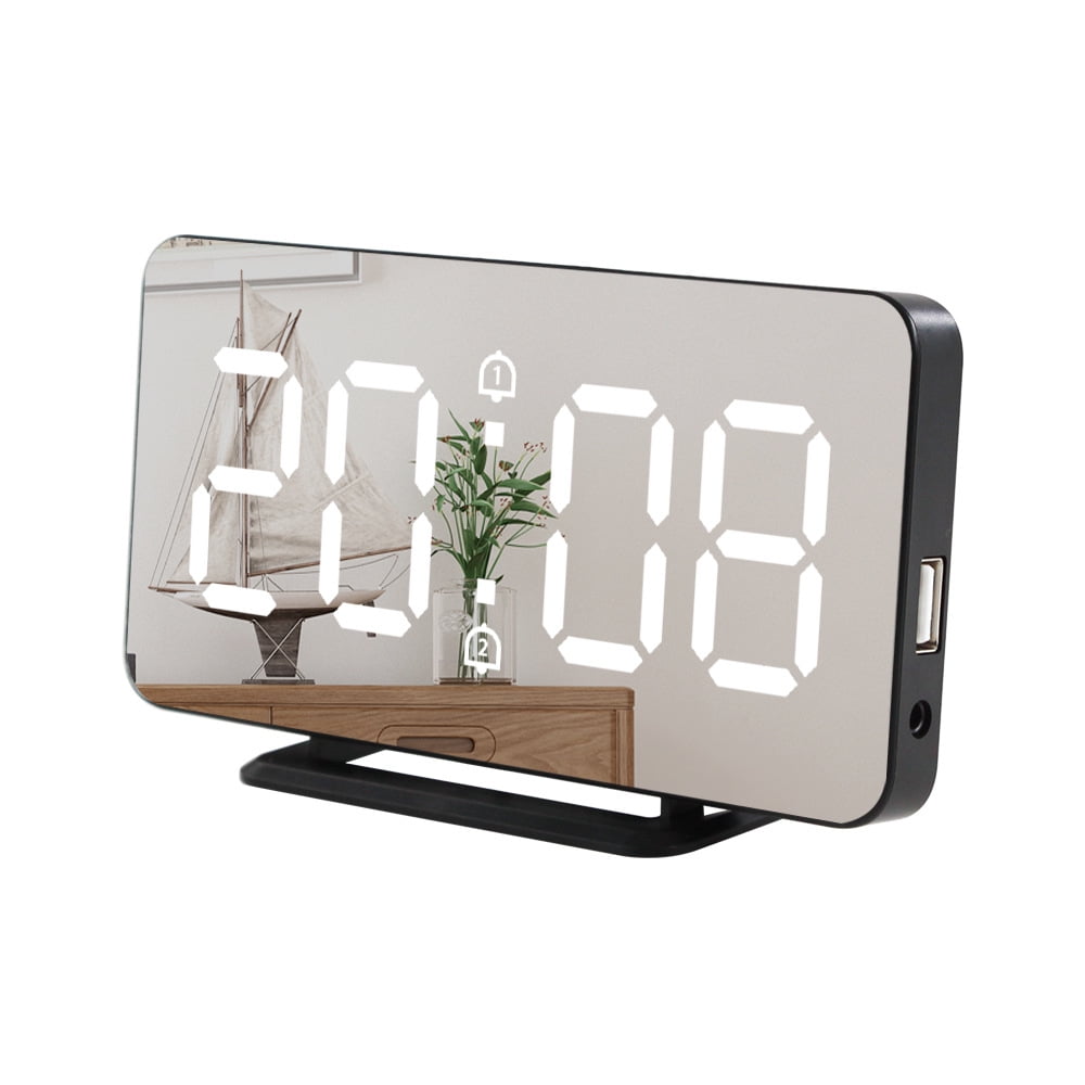 Homgreen Digital Alarm Clock,Large Mirrored LED Clock,Snooze,Dim Night