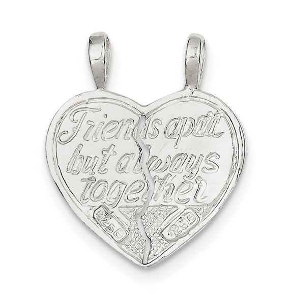 Sterling Silver Best Friend 2-Piece Break Apart Heart Charm (27 X 11) Made In United States qc607