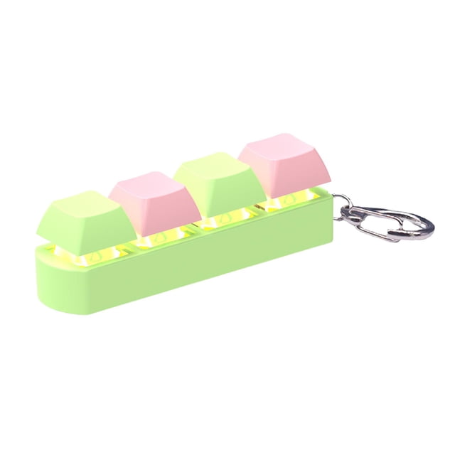 Llavero inquieto con teclado, juguete mecánico con llave, juguete sensorial, regalos, Clicker de moda portátil, juguete relajante para adultos, Verde y rosa