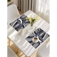 thumbnail image 5 of Blue Geometric Placemats Set of 6, Grey Vintage Neutral Abstract Striped Art Placemats for Dining Table, Place Mats for Kitchen Tabletop, Waterproof Wipeable Dining Table Mats Set, 5 of 9
