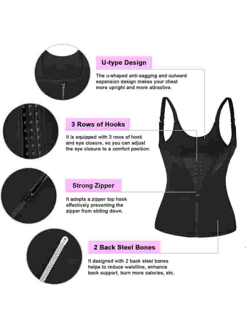 Women's Sports Fitness Buckle Zipper Corset Women's Sports Fitness Buckle Zipper Corset