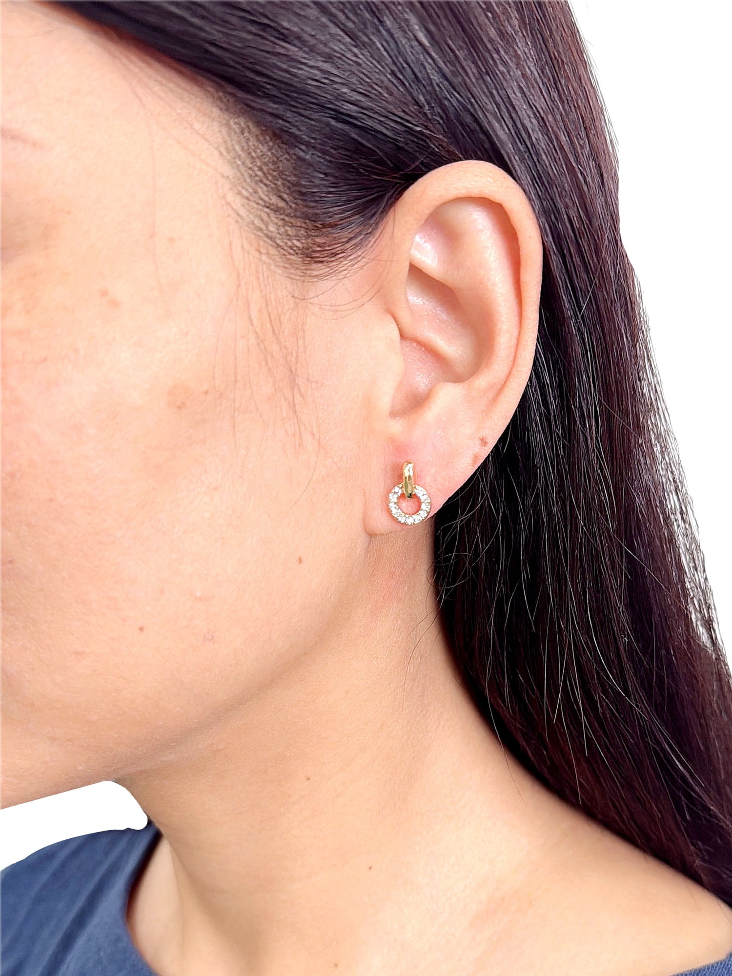 Time and Tru Women's Gold Plating Rhinestone Earrings on Ornament Shaped Card, 6 Pack